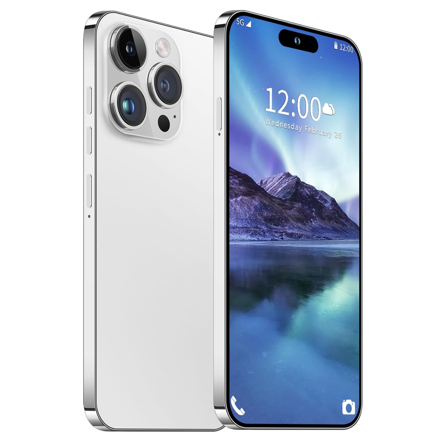 I14 Pro Max Unlocked Smartphone, 6+256GB, Android 13.0 Unlocked Cell Phones, 6.82" HD Screen Battery 6800mAH with 128GB Memory Card/Face ID/Fingerprint Lock/Dual SIM 5G Phone (White)