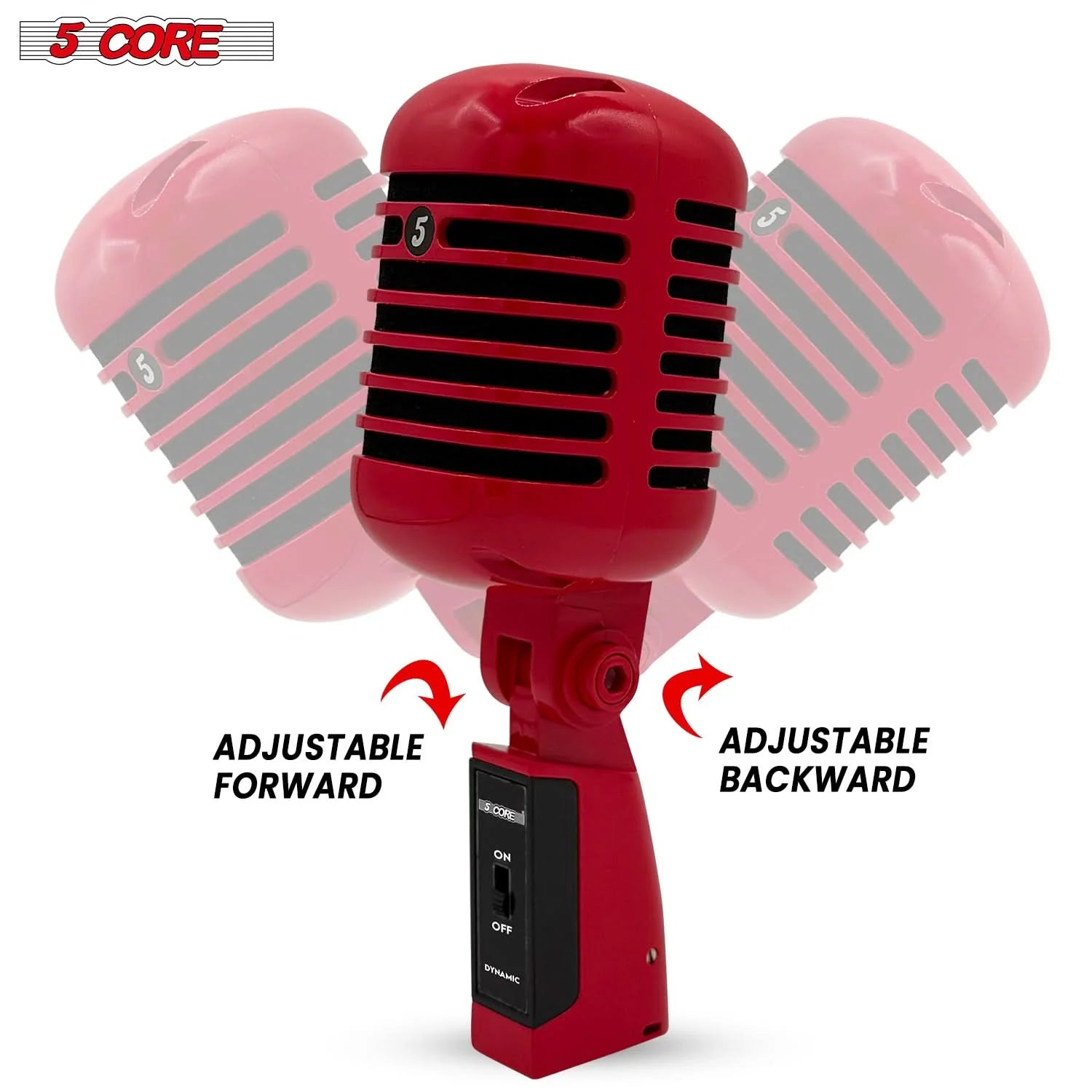 5Core Vintage Microphone Classic Dynamic Professional XLR Studio Retro Style Mic RED
