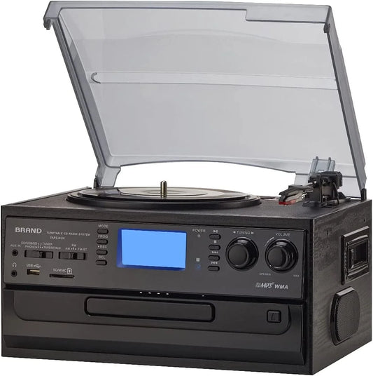 10-In-1 Bluetooth Record Player Turntable for Vinyl Records CD Cassette USB/SD Convert