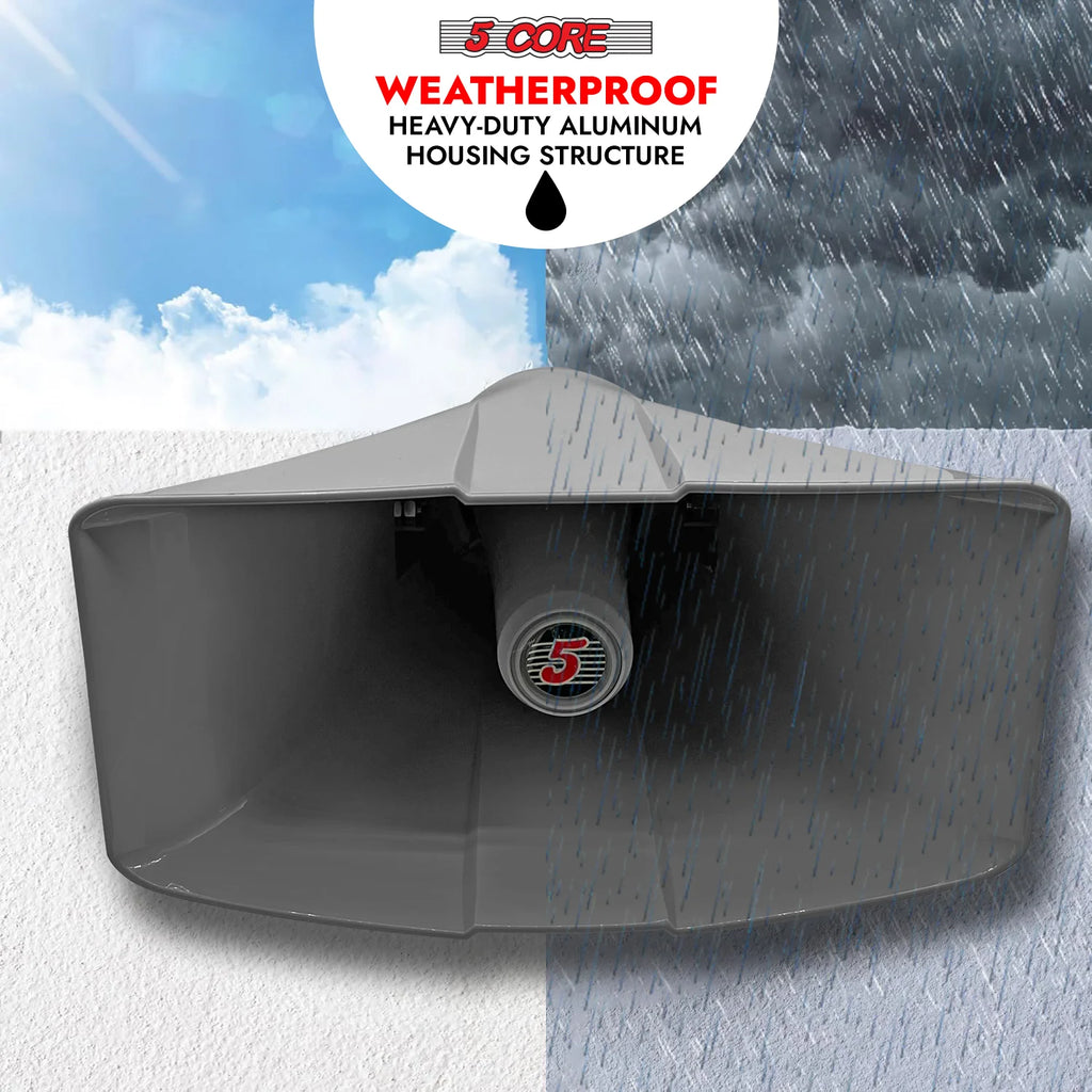 5 Core PA Horn Speaker Outdoor 8X16" Siren Loudspeaker 40W RMS Loud Megaphone Driver Horn