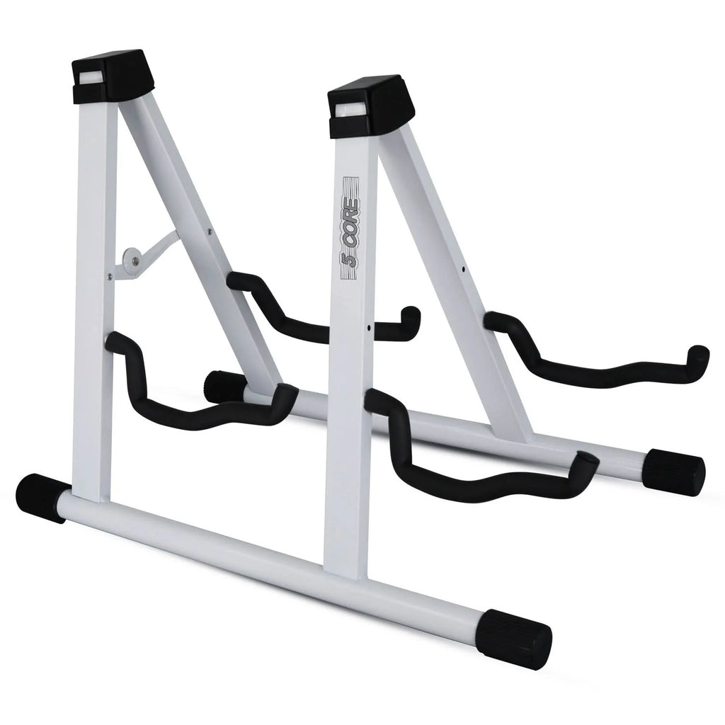 5Core Double Guitar Stand Floor Adjustable a Frame Folding Acoustic Electric Guitars Holder Stands