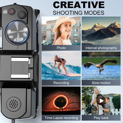 5K Digital Cameras for Photography，48MP/60FPS Video Camera for Vlogging, WiFi & App Control Vlogging for YouTube, Small Camera with 32GB TF Card.Wide-Angle & Macro Lens