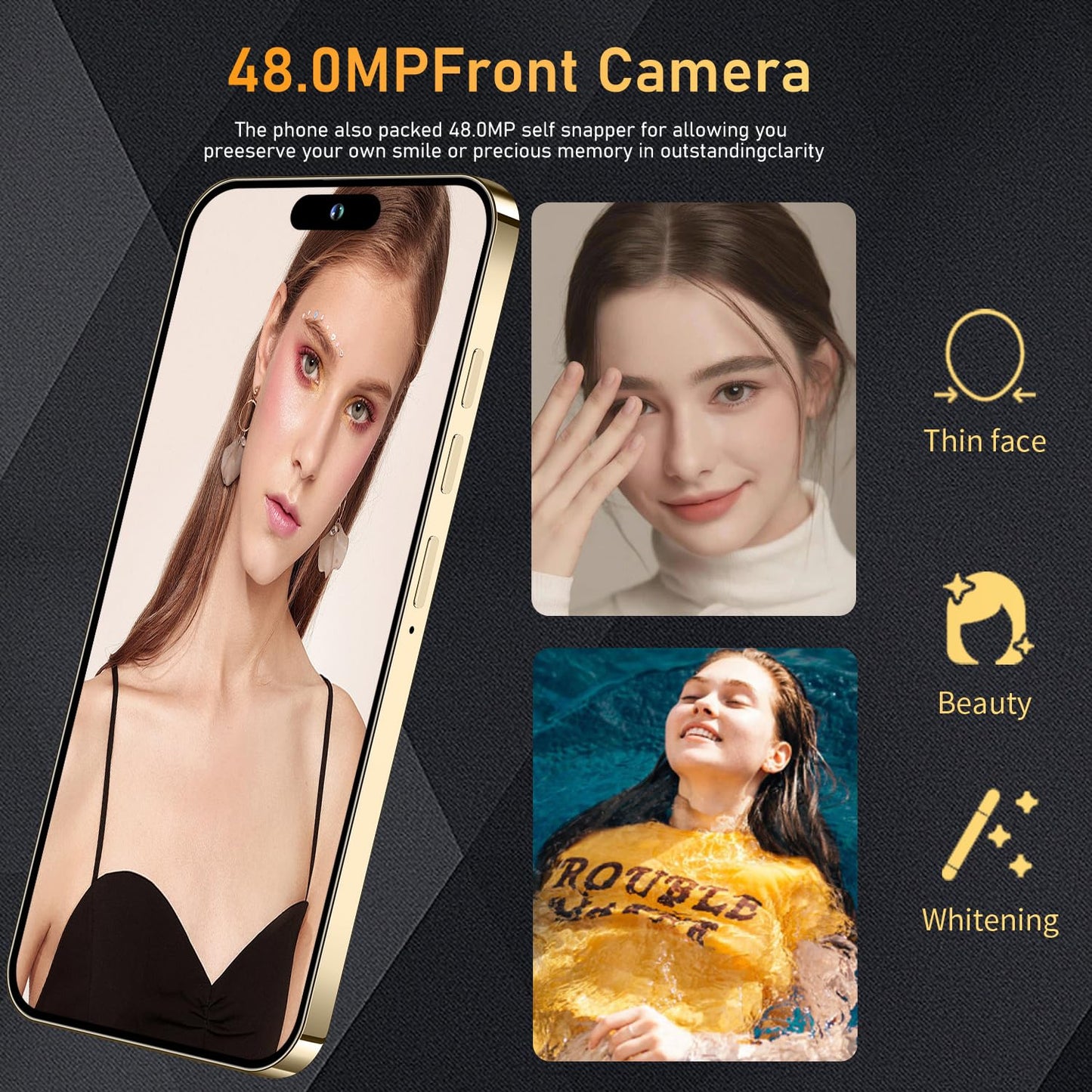 I14 Pro Max Unlocked Smartphone, 6+256GB, Android 13.0 Unlocked Cell Phones, 6.82" HD Screen Battery 6800mAH with 128GB Memory Card/Face ID/Fingerprint Lock/Dual SIM 5G Phone (White)