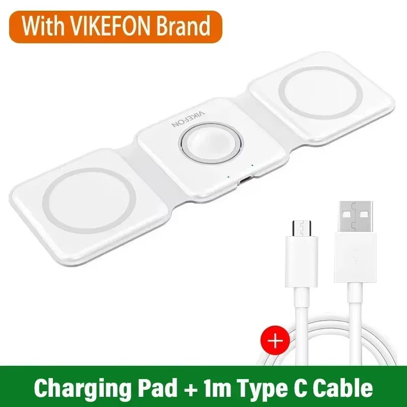 Desktop Wireless Charger 3 in 1 Phone Charge Dock for Iphone 16 15 14 13 12 Apple Watch 10/9/8/7/6/5/4 Airpods Pro Fast Charging