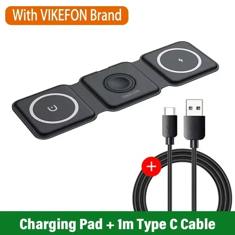 Desktop Wireless Charger 3 in 1 Phone Charge Dock for Iphone 16 15 14 13 12 Apple Watch 10/9/8/7/6/5/4 Airpods Pro Fast Charging