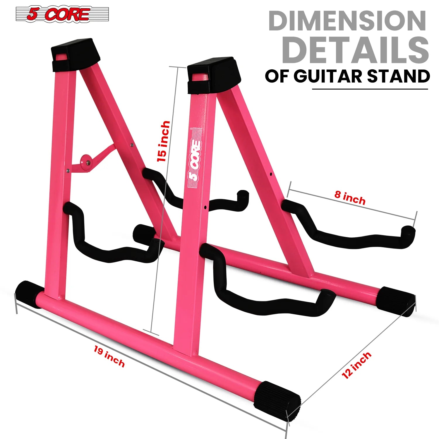 5Core Double Guitar Stand Floor Adjustable a Frame Folding Acoustic Electric Guitars Holder Stands