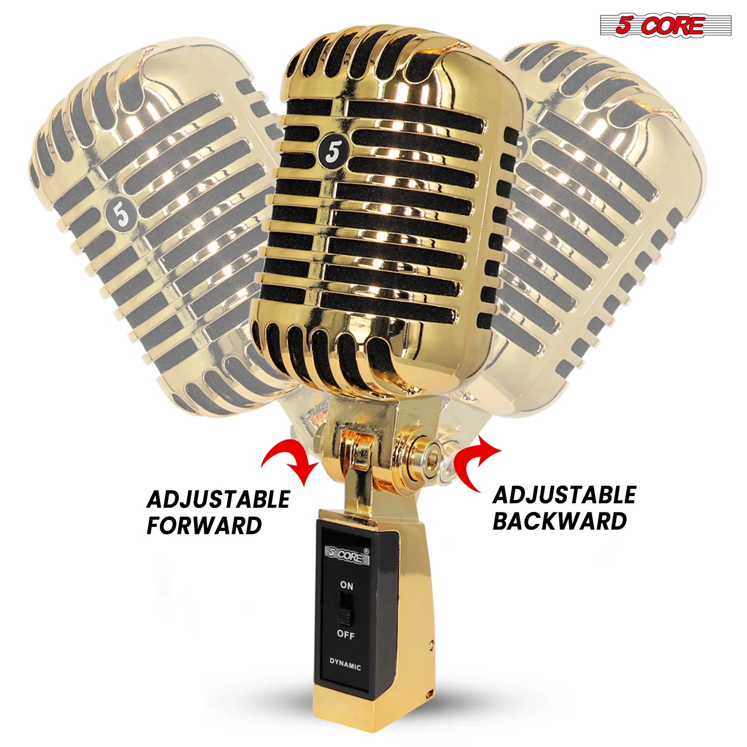 5Core Vintage Microphone Classic Dynamic Professional XLR Studio Retro Style Mic Gold
