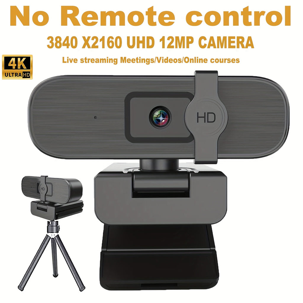 4K 12MP Webcam UHD Video Live Stream Remote Privacy
