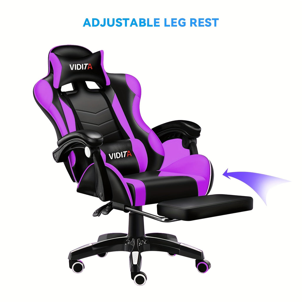 Ergonomic Racing Office Chair with Footrest  Lumbar Support